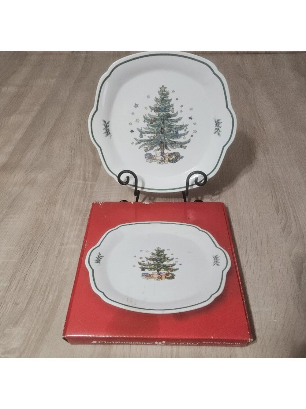 Nikko Christmastime 10" Serving Tray IN Box Christmas Tree